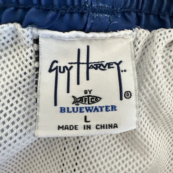 VTG Guy Harvey AFTCO Bluewater Blue Board Shorts Red Marlin Design Size Large - Picture 6 of 8